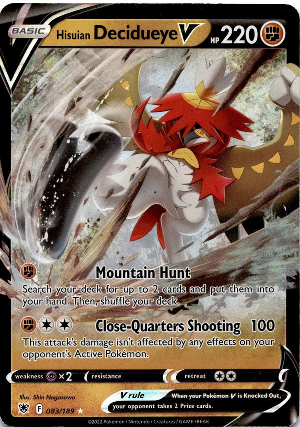 Pokemon Hisuian Decidueye V 083/189 Astral Radiance Full Art Holo NM