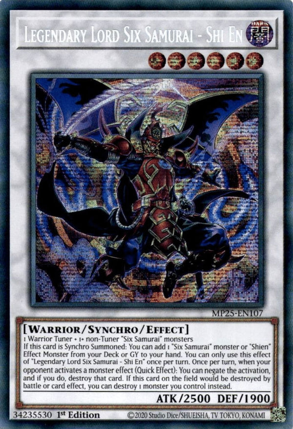 Yugioh Legendary Lord Six Samurai - Shi En MP25-EN107 Secret Rare 1st Edition NM
