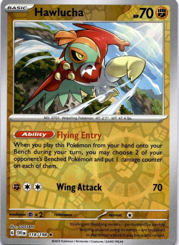 Pokemon Hawlucha 118/198 Scarlet Violet Base Reverse Holo NM