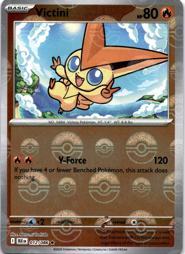 Pokemon Victini 012/086 Black Bolt Pokeball Reverse Holo NM