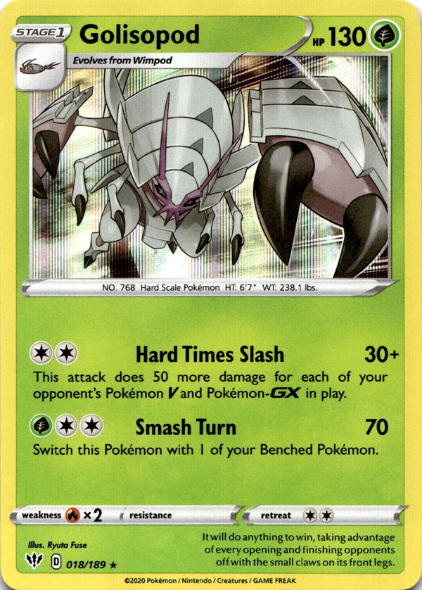 Pokemon Golisopod 018/189 Darkness Ablaze Holo NM