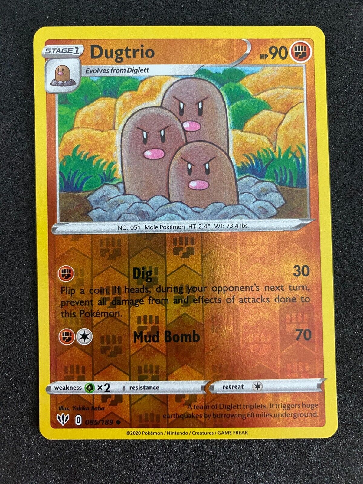 Pokemon Dugtrio 085/189 Darkness Ablaze Reverse Holo NM-MINT 85/189