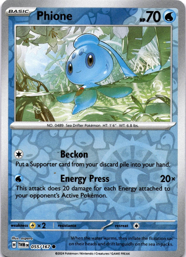 Pokemon Phione 055/167 Twilight Masquerade Reverse Holo LP