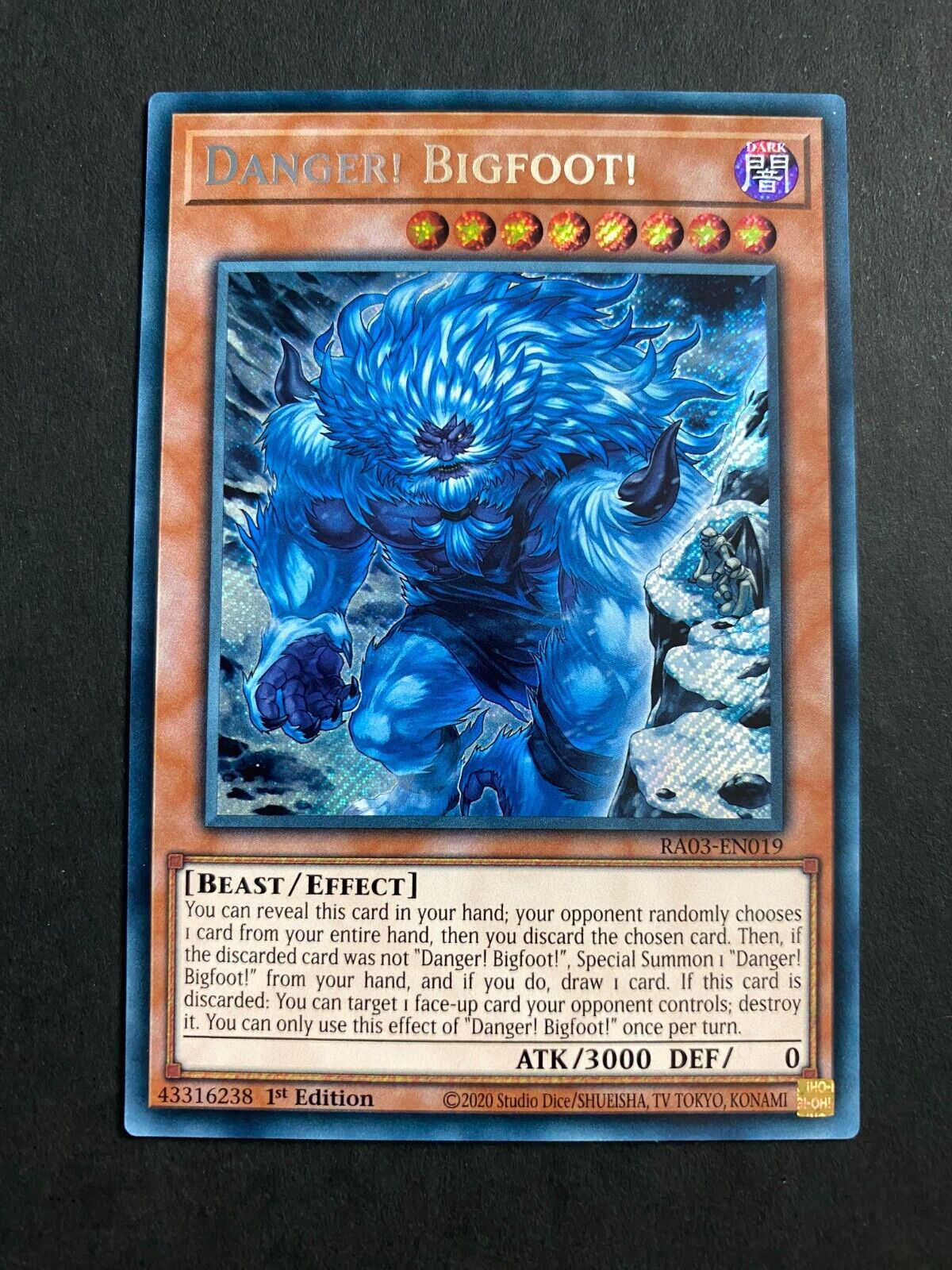 Yugioh Danger! Bigfoot! RA03-EN019 Secret Rare (Alt Art) 1st Edition NM