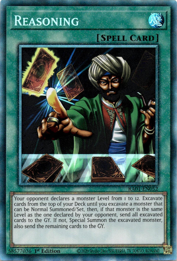 Yugioh Reasoning RA01-EN052 Collector’s Rare 1st Edition NM
