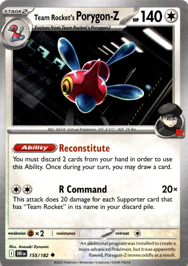Pokemon Team Rocket's Porygon-Z 155/182 Destined Rivals Non Holo NM