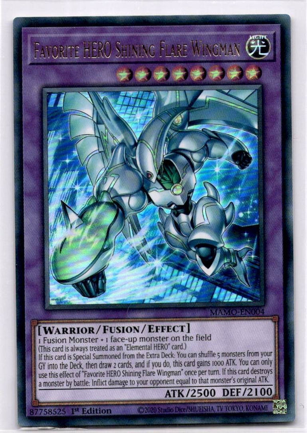 Yugioh Favorite HERO Shining Flare Wingman MAMO-EN004 Ultra Rare 1st Edition NM