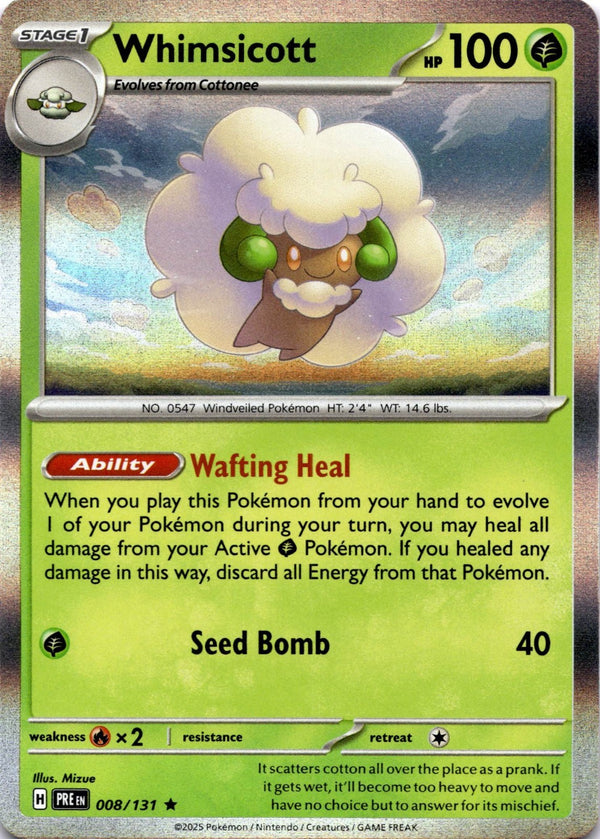 Pokemon Whimsicott 008/131 Prismatic Evolutions Holo NM