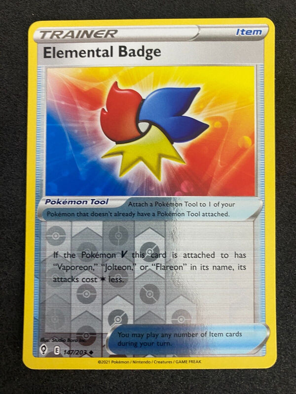 Pokemon Elemental Badge 147/203 Evolving Skies Reverse Holo LP
