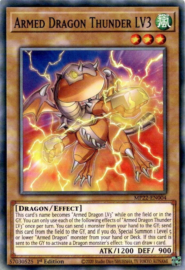 Yugioh Armed Dragon Thunder LV3 MP22-EN004 Common 1st Edition NM