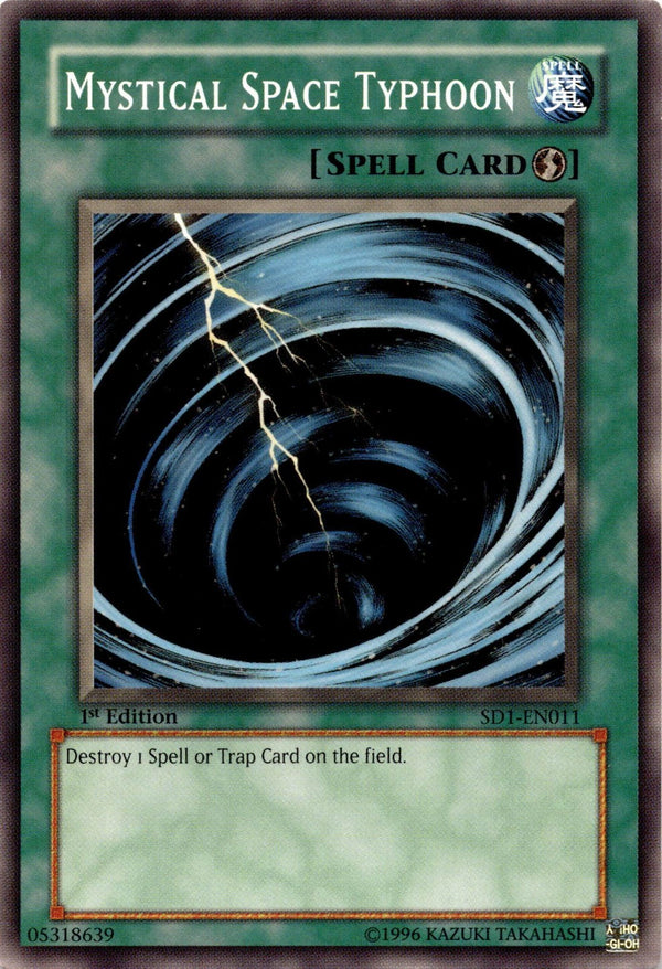 Yugioh Mystical Space Typhoon SD1-EN011 Common 1st Edition LP