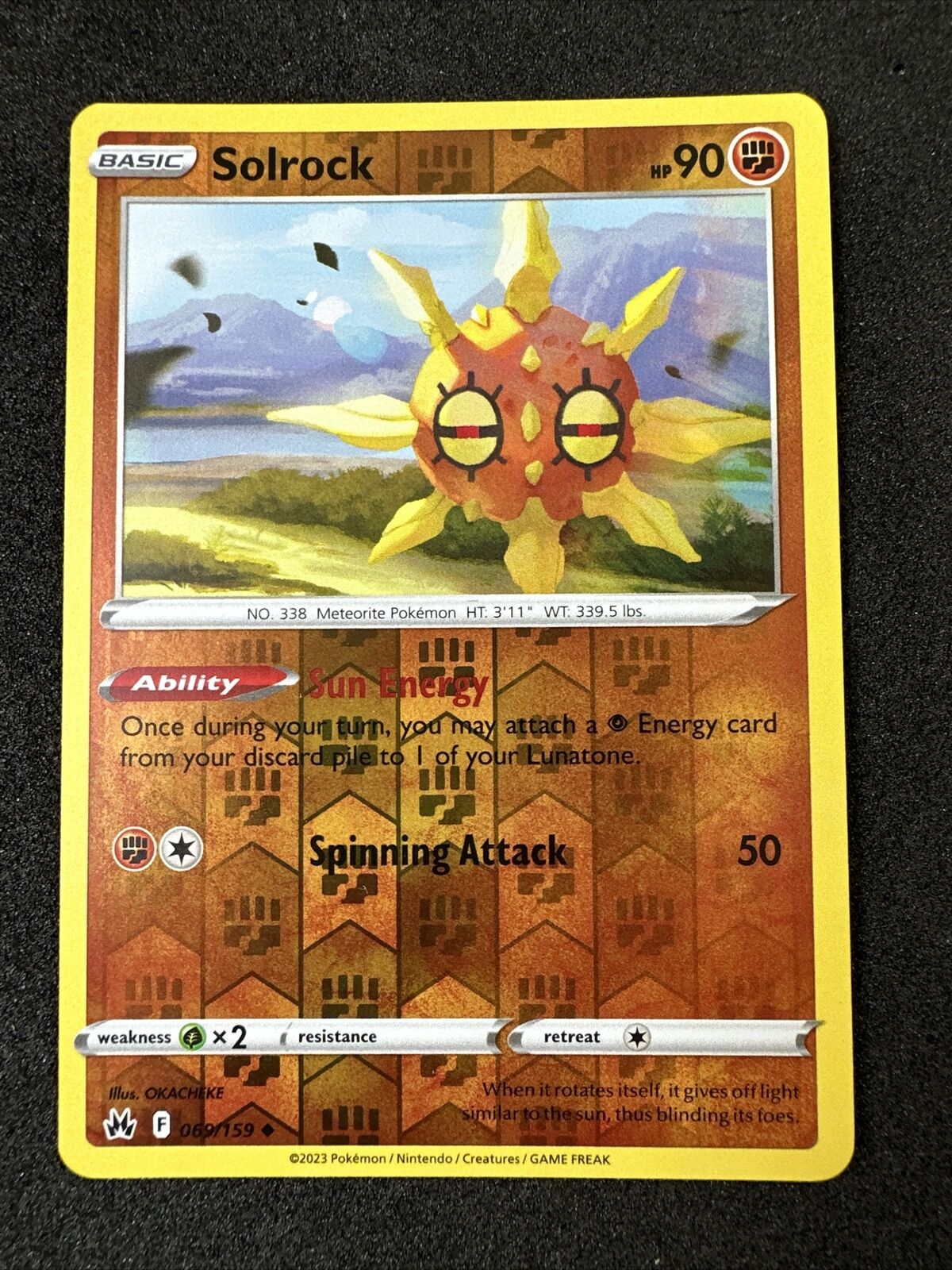 Pokemon Solrock 69/159 Crown Zenith Reverse Holo Uncommon NM/M