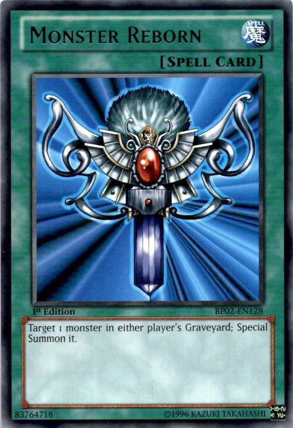Yugioh Monster Reborn BP02-EN128 Rare 1st Edition VLP/NM