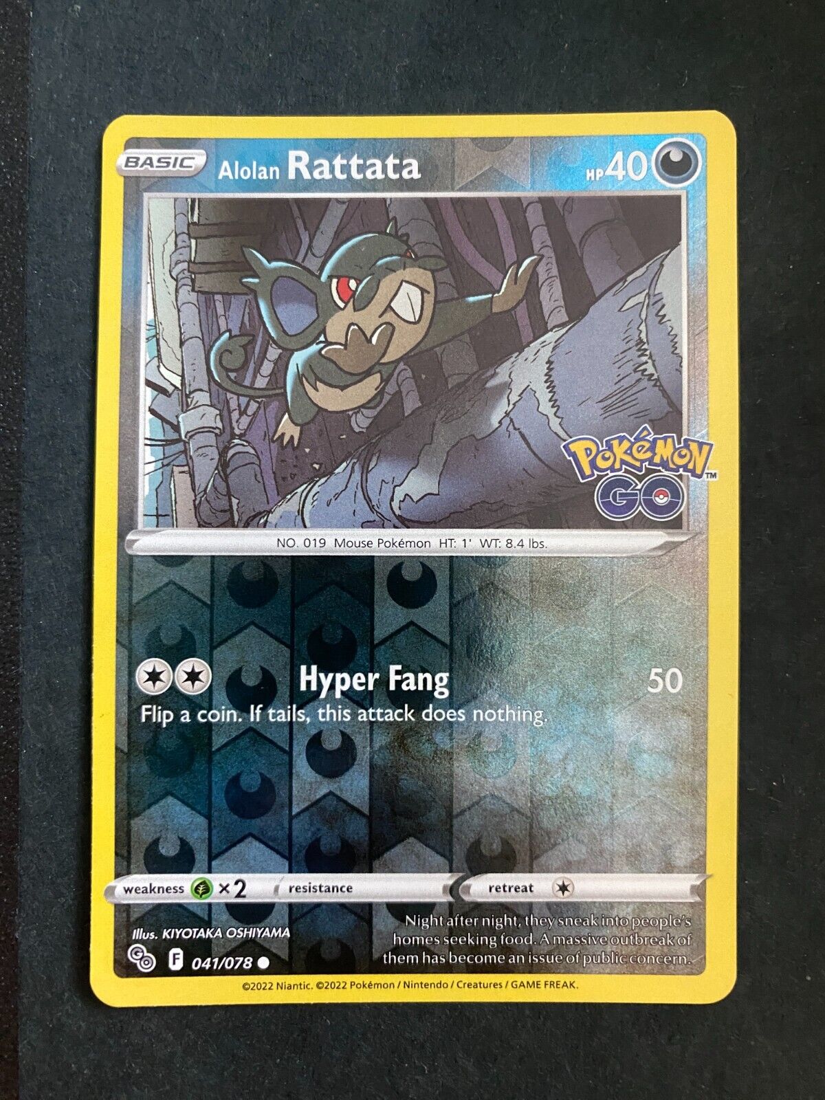 Pokemon Alolan Rattata 041/078 Pokemon Go Reverse Holo NM