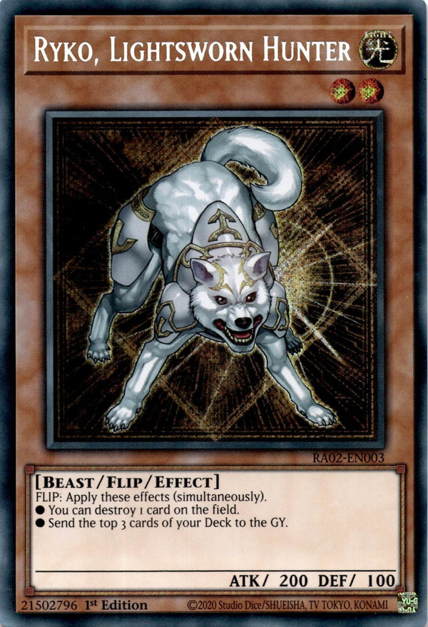 Yugioh Ryko, Lightsworn Hunter RA02-EN003 Secret Rare 1st Edition VLP/NM