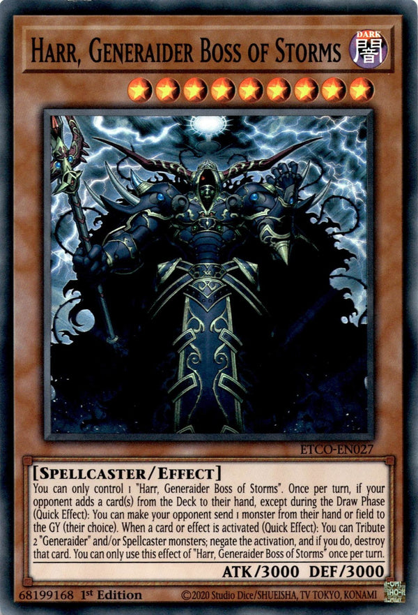 Yugioh Harr, Generaider Boss of Storms ETCO-EN027 Super Rare 1st Edition LP