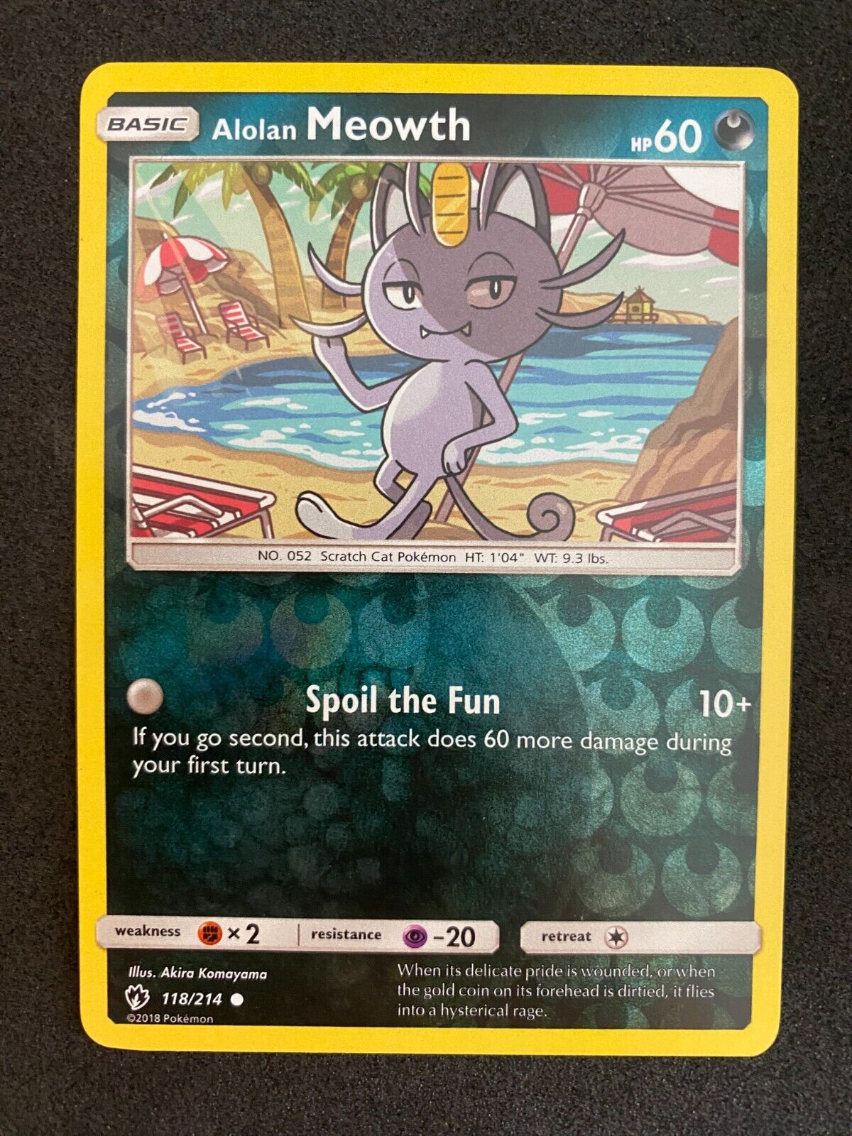 Pokemon Alolan Meowth 118/214 Lost Thunder Reverse Holo NM-MINT