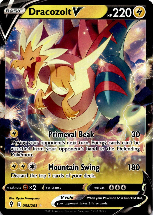 Pokemon Dracozolt V 058/203 Evolving Skies Full Art Holo VLP/NM