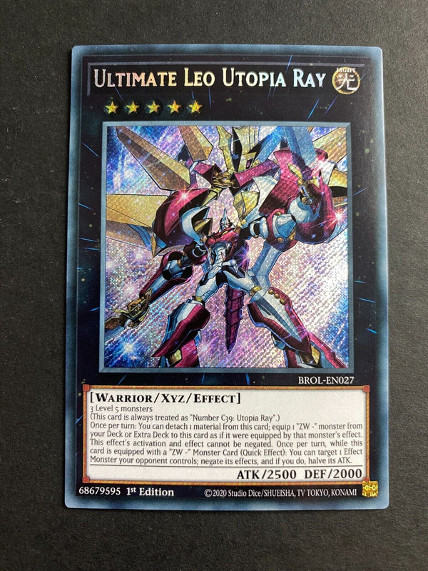 Yugioh Ultimate Leo Utopia Ray BROL-EN027 Secret Rare 1st Edition NM