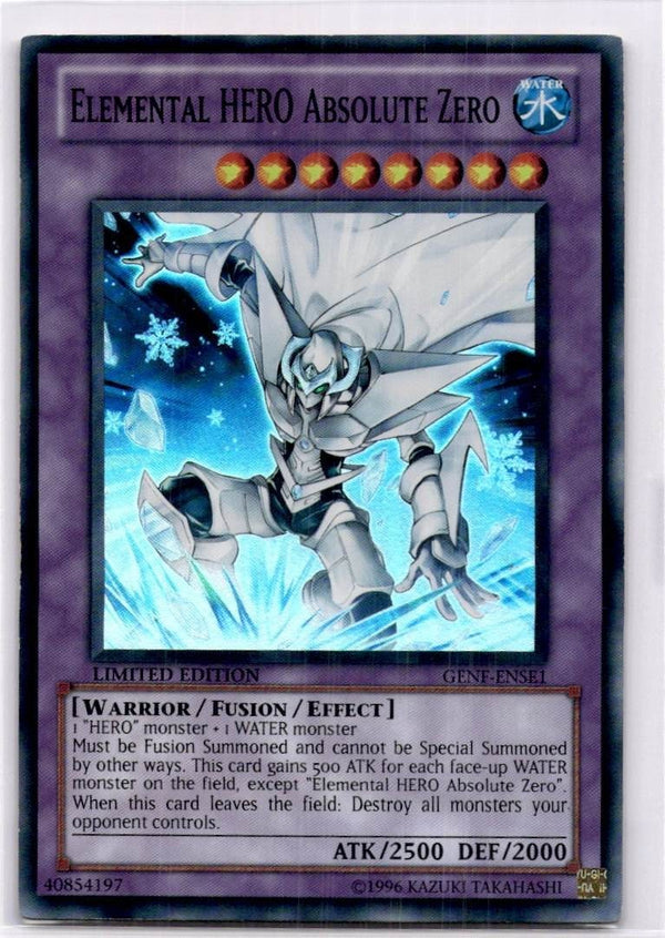 Yugioh Elemental HERO Absolute Zero GENF-ENSE1 Super Rare Limited Edition LP