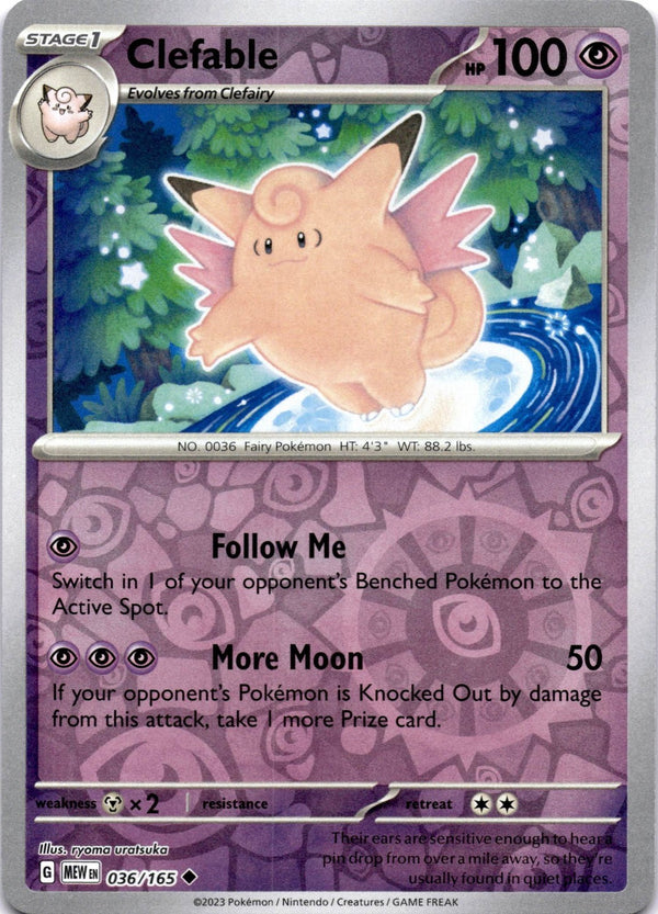Pokemon Clefable 036/165 Pokemon 151 Reverse Holo NM