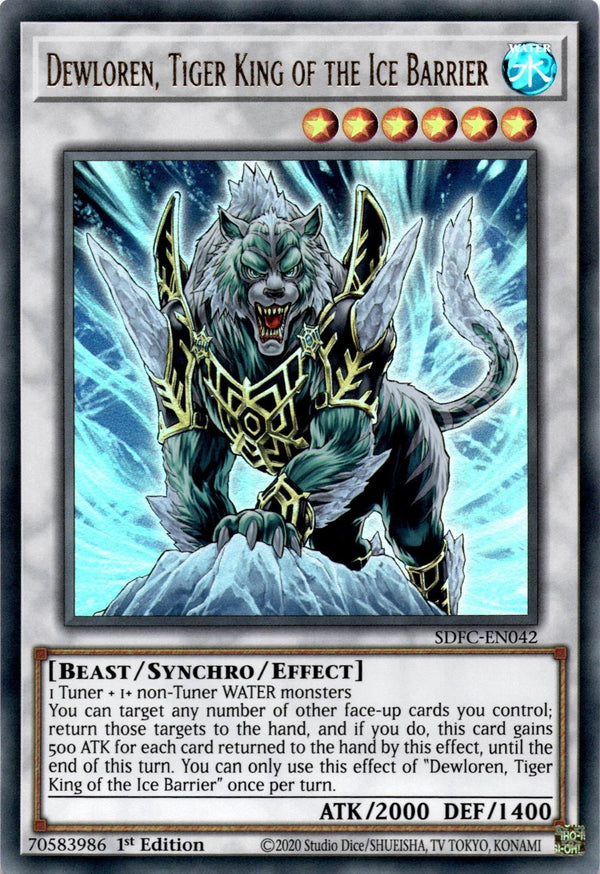 Yugioh Dewloren, Tiger King of the Ice Barrier SDFC-EN042 Ultra Rare 1st Edi NM