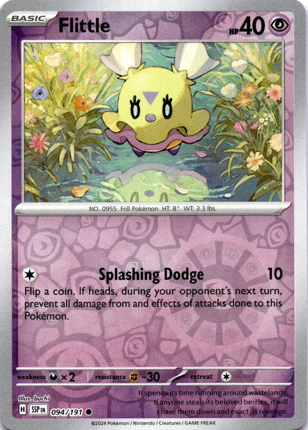 Pokemon Flittle 094/191 Surging Sparks Reverse Holo NM
