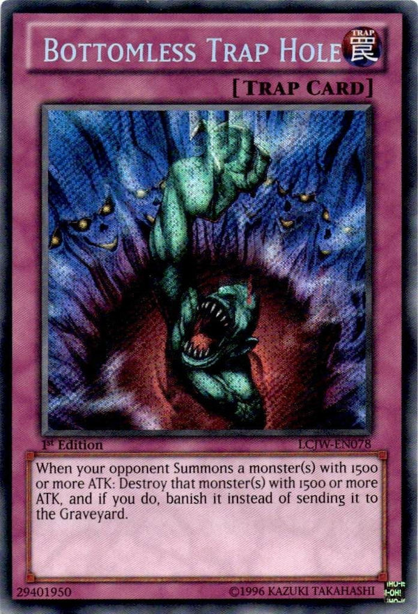 Yugioh Bottomless Trap Hole LCJW-EN078 Secret Rare 1st Edition NM