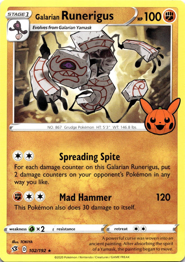 Pokemon Galarian Runerigus 102/192 Trick or Trade 2023 Non Holo NM