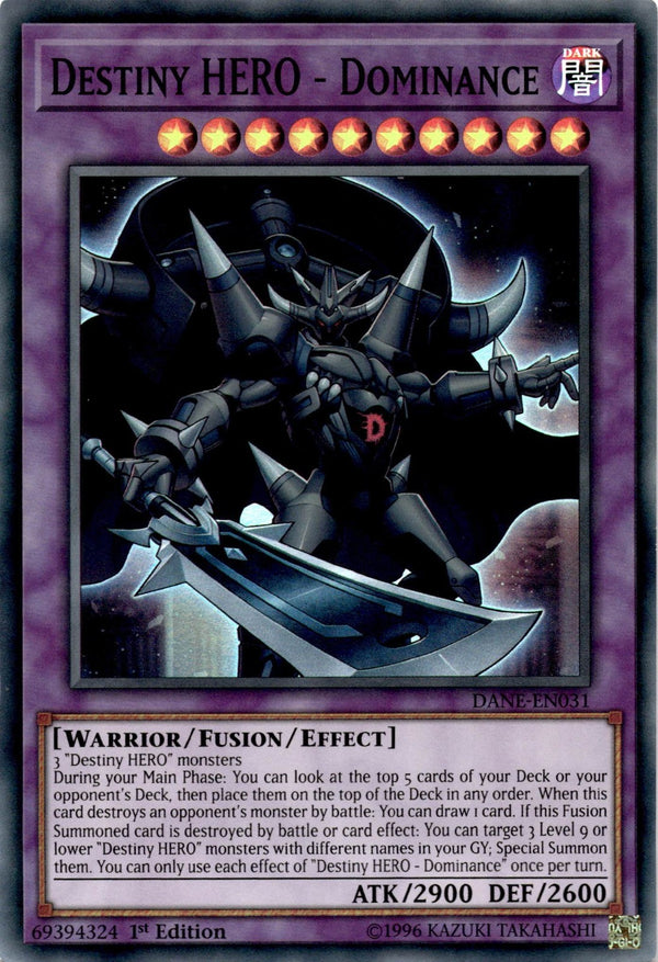Yugioh Destiny HERO - Dominance DANE-EN031 Super Rare 1st Edition NM