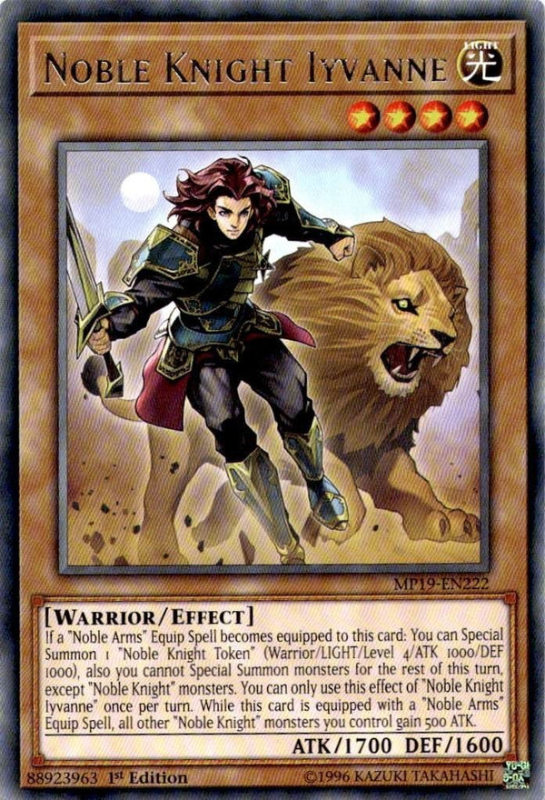 Yugioh Noble Knight Iyvanne MP19-EN222 Rare 1st Edition NM