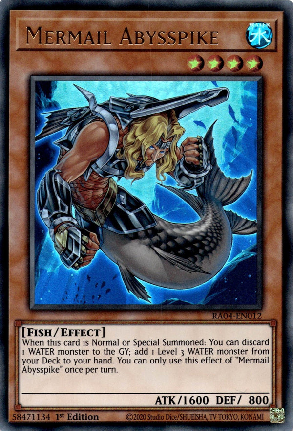 Yugioh Mermail Abysspike RA04-EN012 Ultra Rare 1st Edition NM