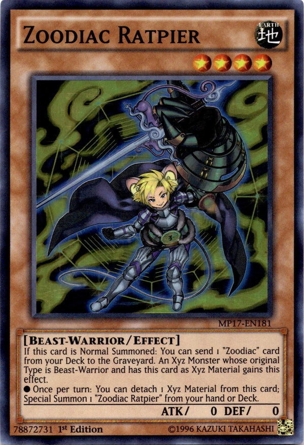 Yugioh Zoodiac Ratpier MP17-EN181 Super Rare 1st Edition NM