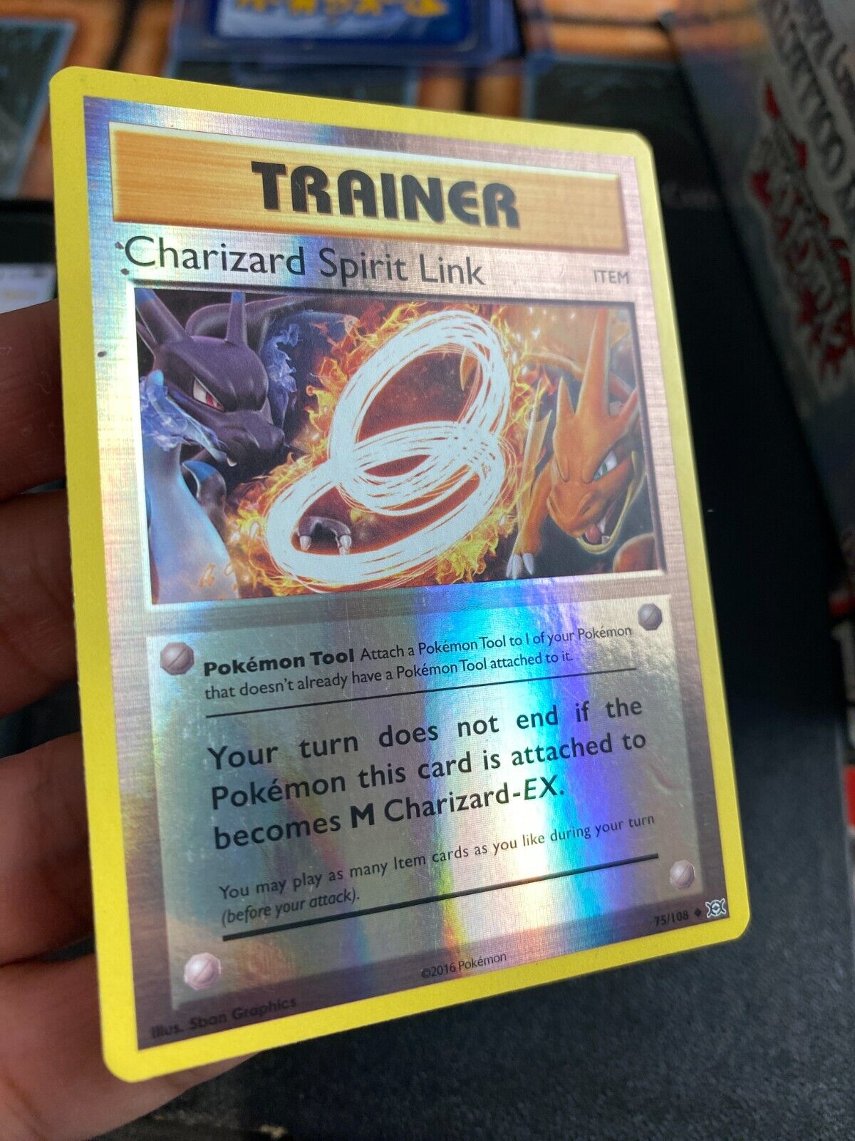 Pokemon Charizard Spirit Link 75/108 XY Evolutions Reverse Holo MP