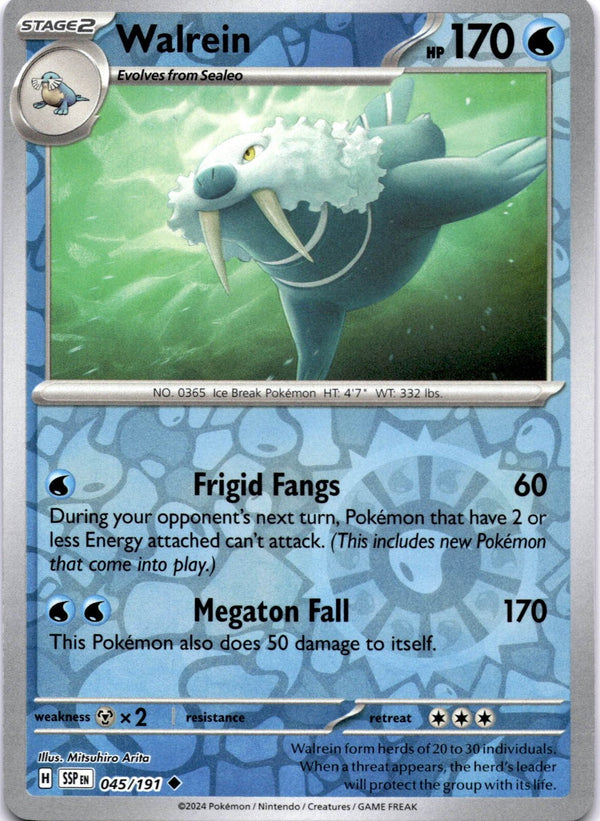 Pokemon Walrein 045/191 Surging Sparks Reverse Holo NM