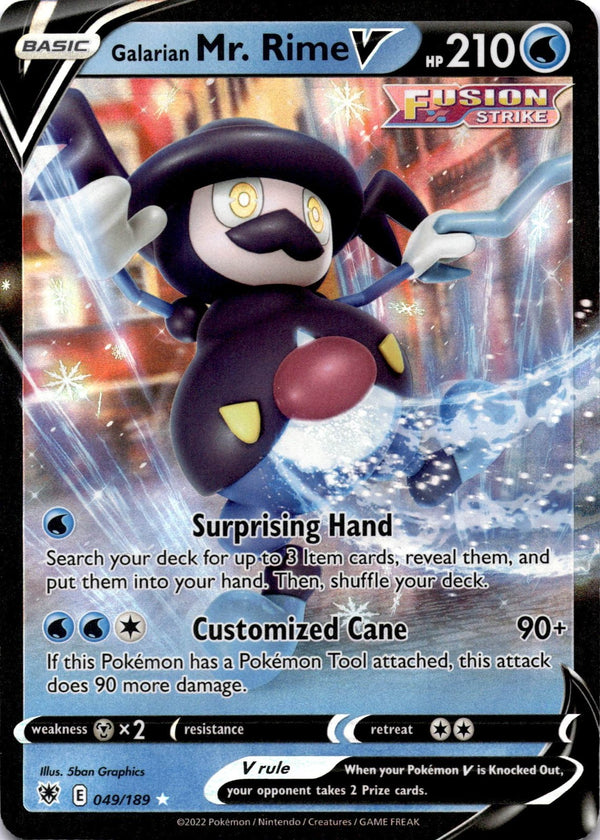 Pokemon Galarian Mr. Rime V 049/189 Astral Radiance Full Art Holo NM