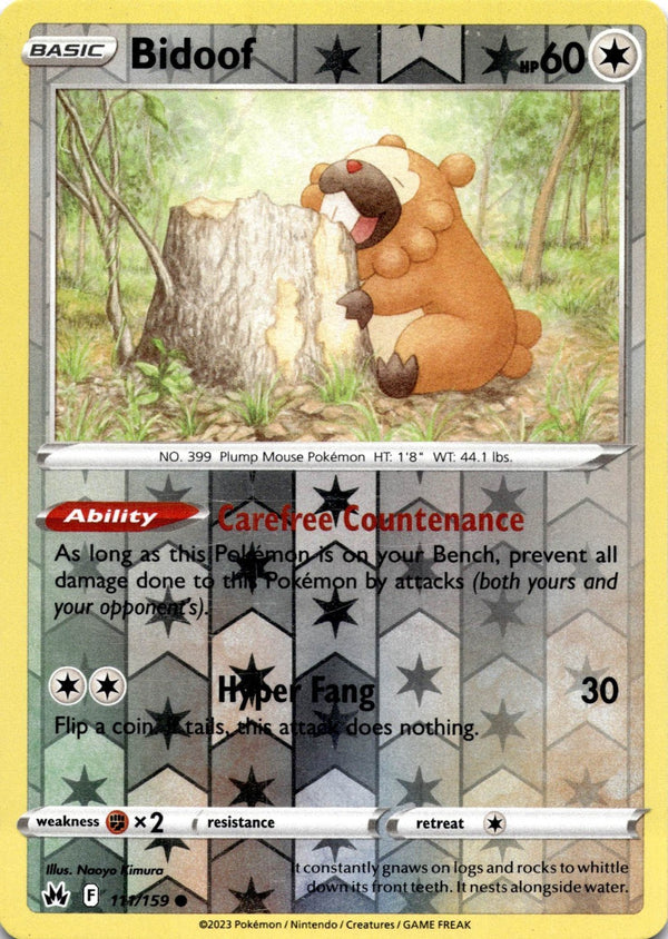Pokemon Bidoof 111/159 Crown Zenith Reverse Holo LP