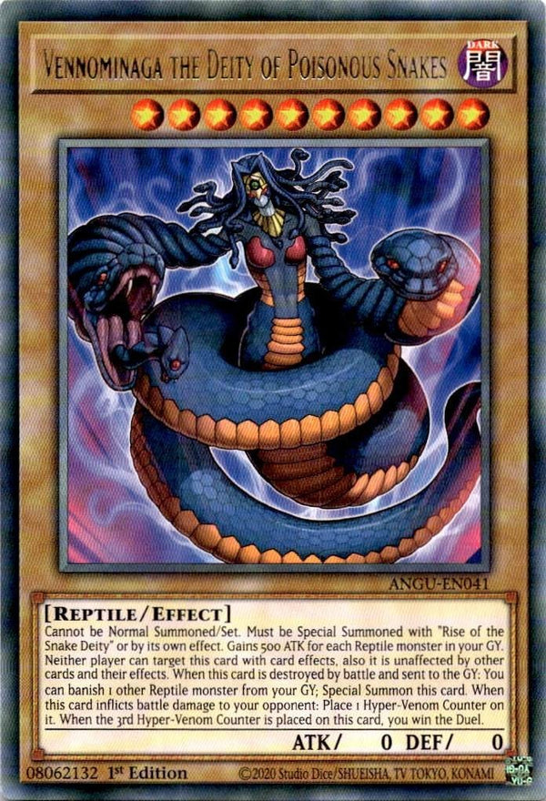 Yugioh Vennominaga the Deity of Poisonous Snakes ANGU-EN041 Rare 1st Edition NM