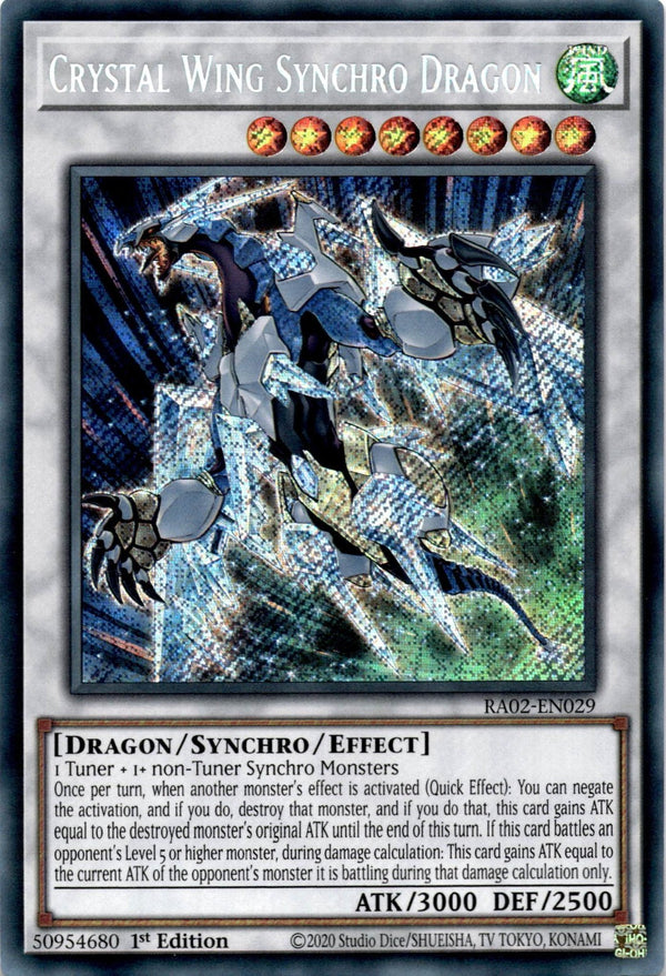 Yugioh Crystal Wing Synchro Dragon RA02-EN029 Secret Rare 1st Edition NM