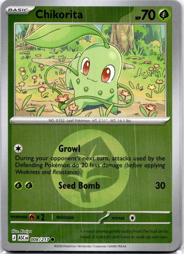 Pokemon Chikorita 008/217 Ascended Heroes Energy Reverse Holo NM