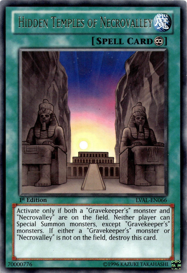 Yugioh Hidden Temples of Necrovalley LVAL-EN066 Rare 1st Edition MP/LP