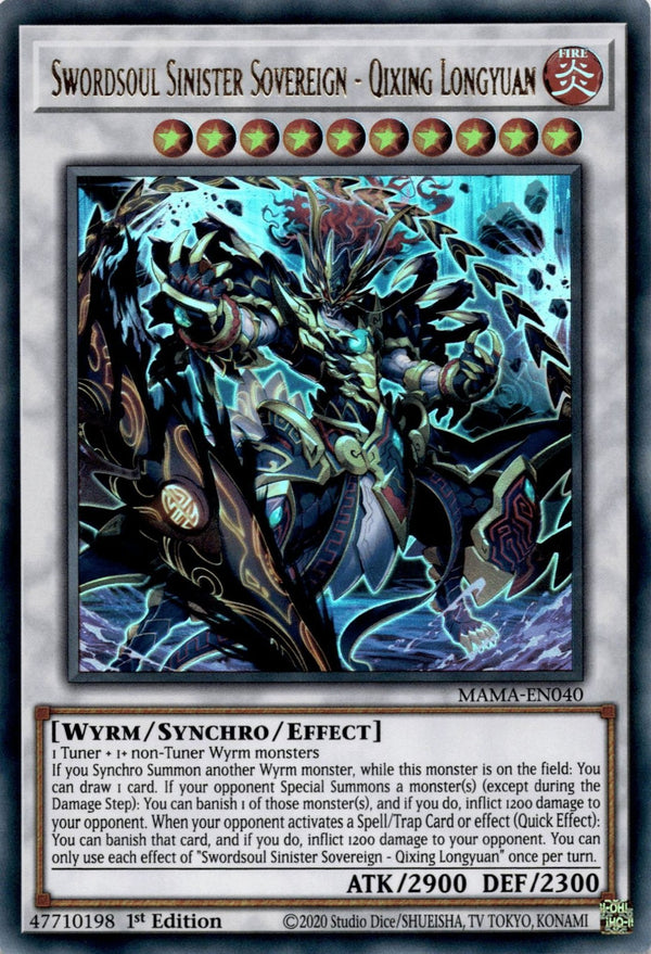 Yugioh Swordsoul Sinister Sovereign - Qixing Longyuan MAMA-EN040 Ultra Rare NM