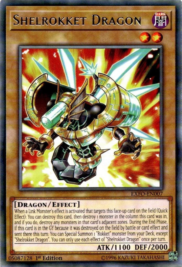 Yugioh Shelrokket Dragon EXFO-EN007 Rare 1st Edition NM