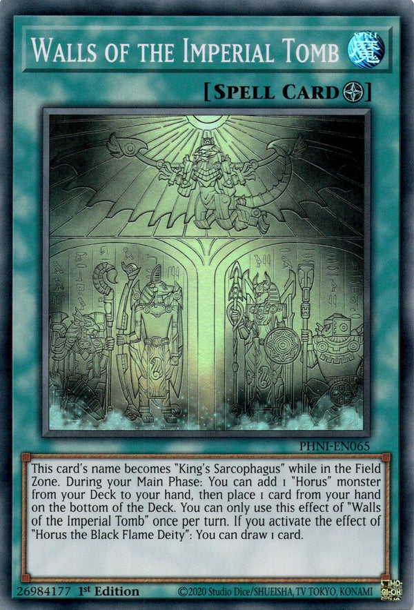 Yugioh Walls of the Imperial Tomb PHNI-EN065 Super Rare 1st Edition NM