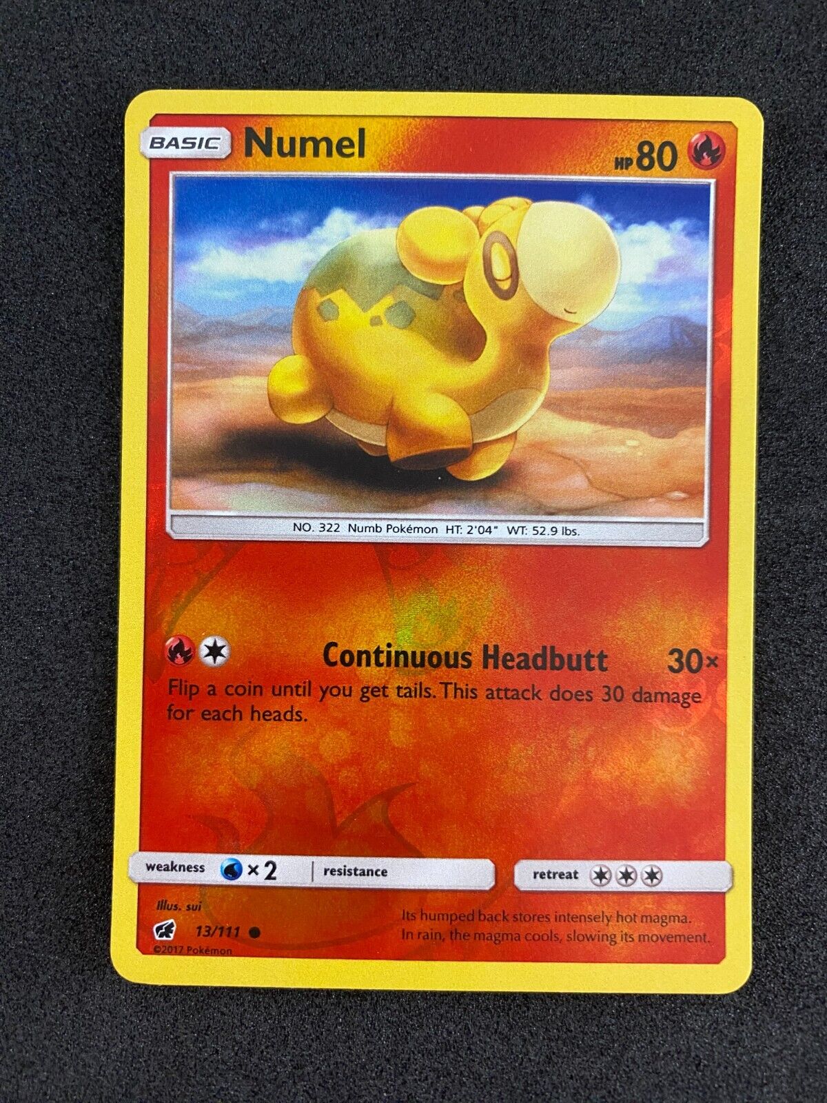 Pokemon Numel 13/111 Crimson Invasion Reverse Holo NM