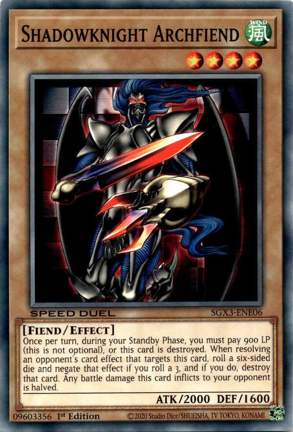 Yugioh Shadowknight Archfiend SGX3-ENE06 Speed Duel Common 1st Ed NM