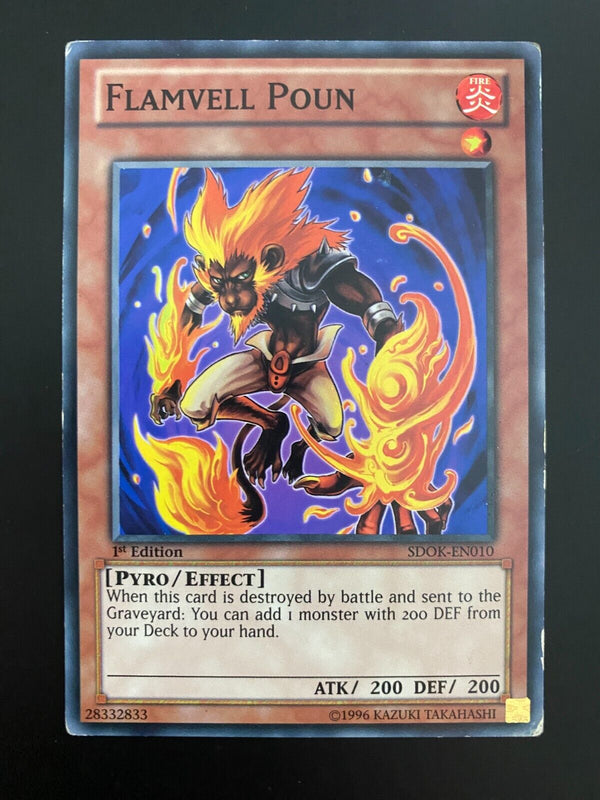 Yugioh Flamvell Poun SDOK-EN010 Common 1st Edition HP