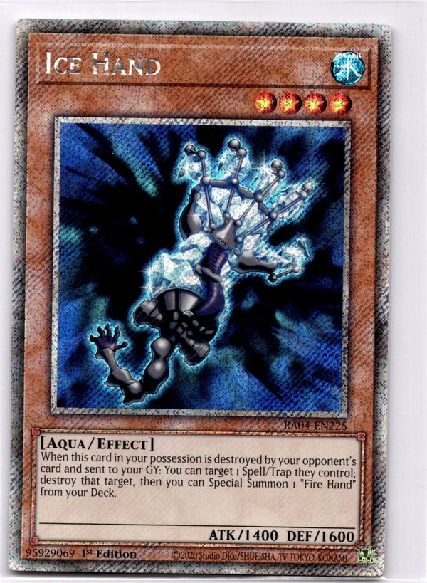 Yugioh Ice Hand RA04-EN225 Platinum Secret Rare 1st Edition NM