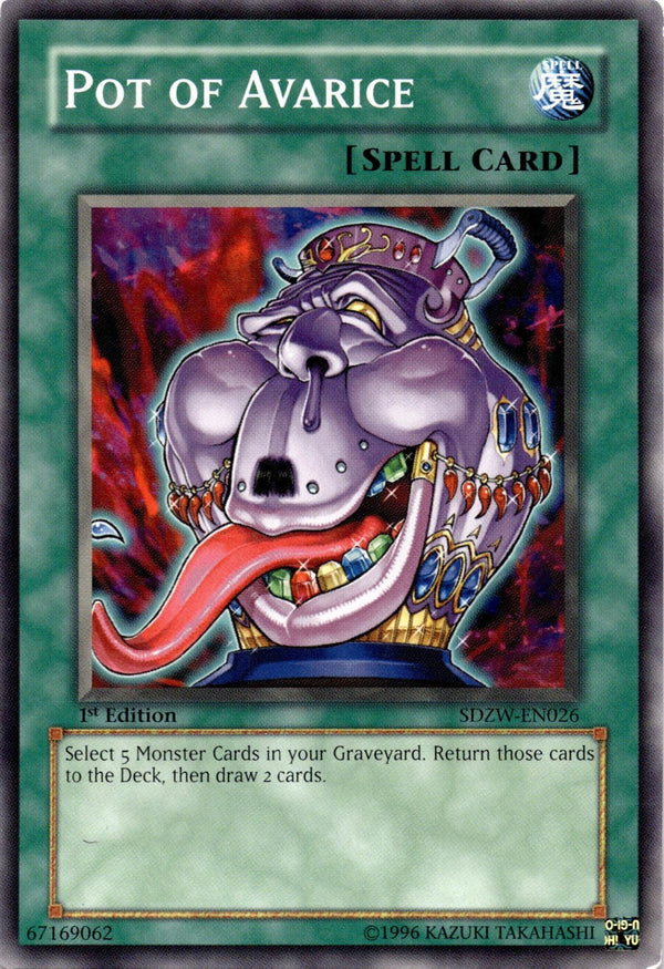 Yugioh Pot of Avarice SDZW-EN026 Common 1st Edition LP