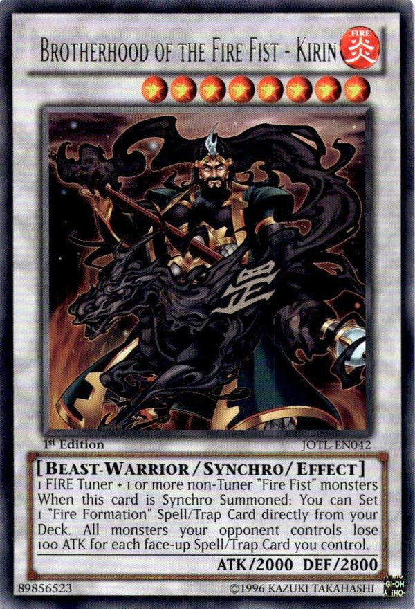 Yugioh Brotherhood of the Fire Fist - Kirin JOTL-EN042 Rare 1st Edition NM